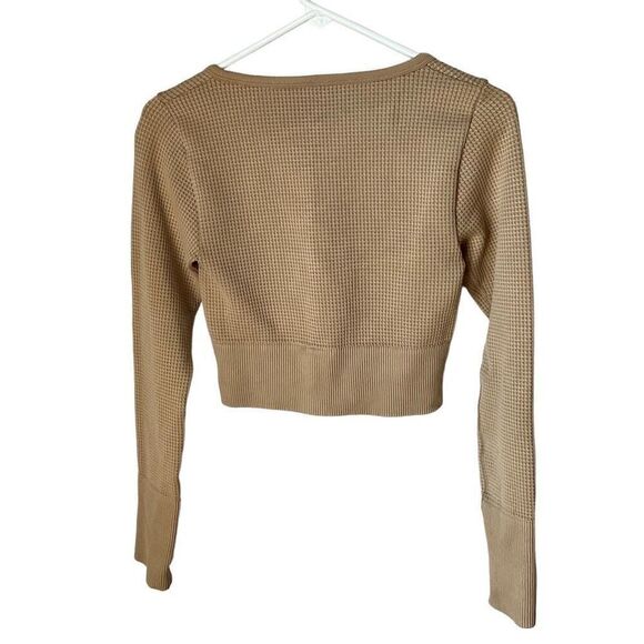 Aerie Offline Main Squeeze Waffle Crop Henley. Tan. Small - Picture 7 of 10